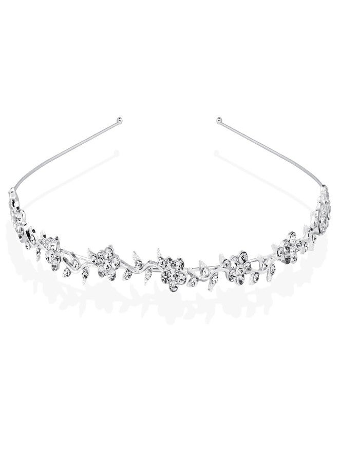 Ymapinc Wedding Headband for Women, Rhinestone Silver Flower Bridal Headpieces Bride Crown Tiara Bling Headbands for Elegant Fancy Vbedazzled Hair Accessories - Image 1